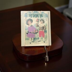 Vintage Style Music Box 1900s Illustration Valentine Shamrocks Gift Cottagecore